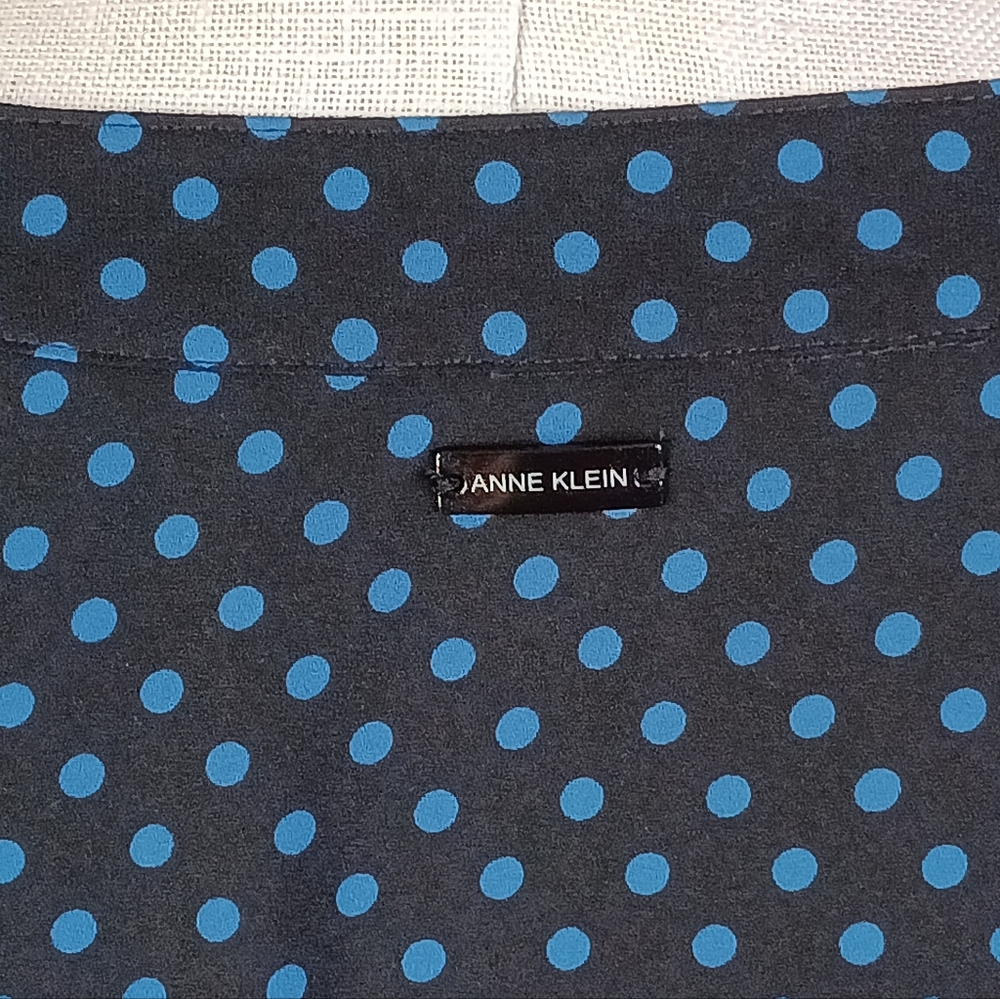 Anne Klein Black with Blue Polka Dots Long Sleeve Blouse XL XXL - Picture 5 of 11